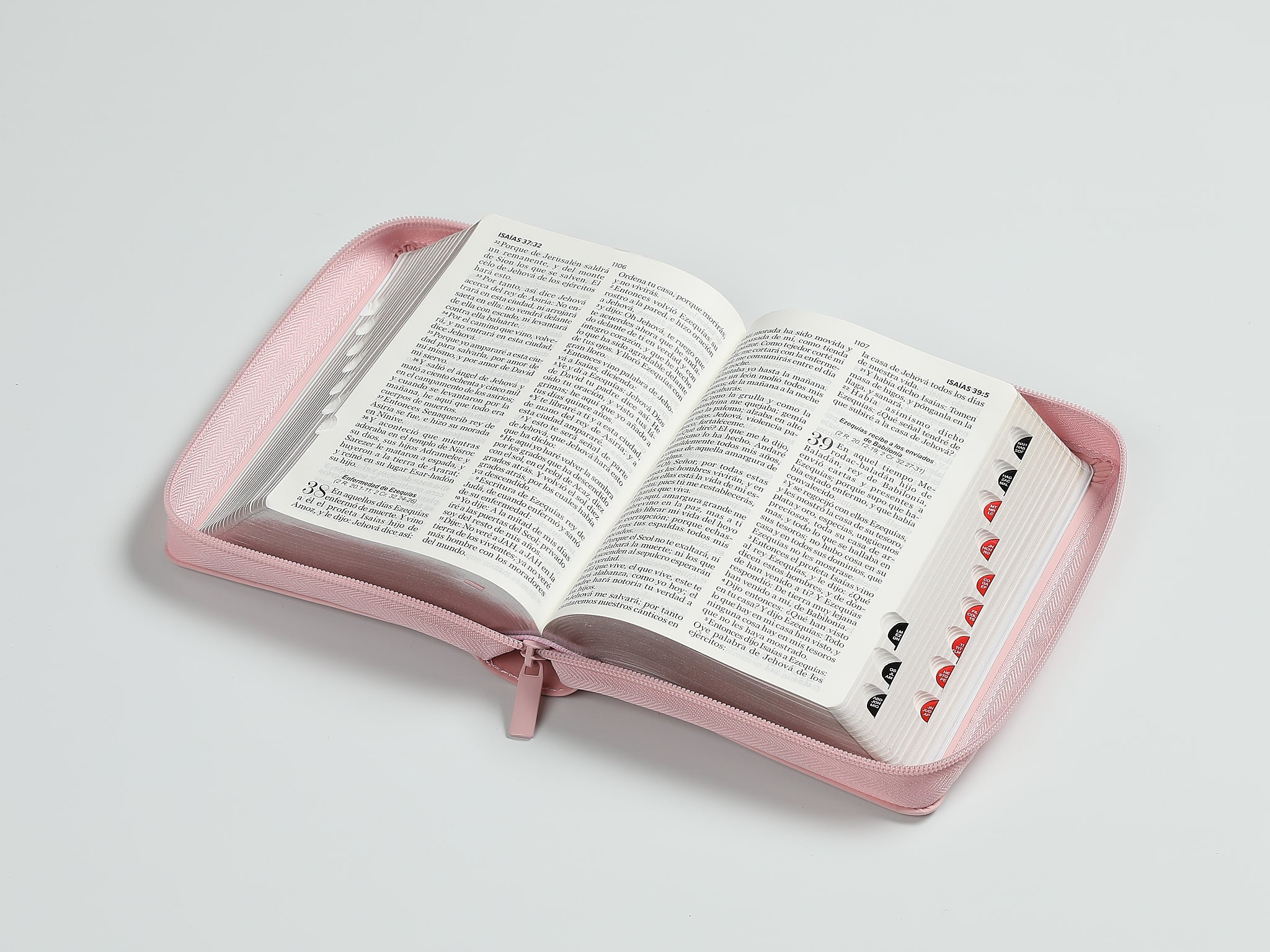 Biblia RVR60 con índice y zipper - Rosa | Tamaño manual