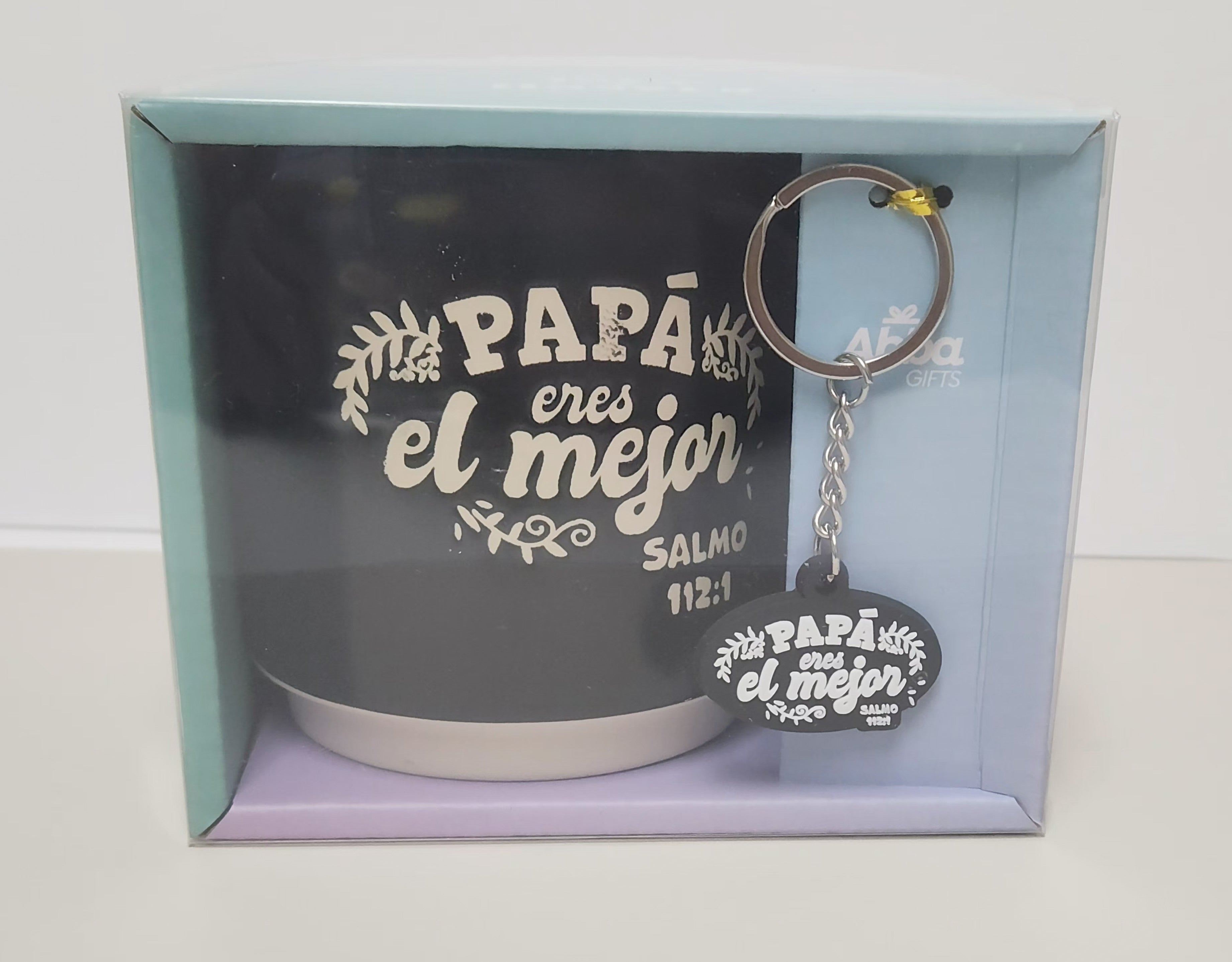 Pack Taza 14 Oz + llavero de caucho. Papa eres el mejor