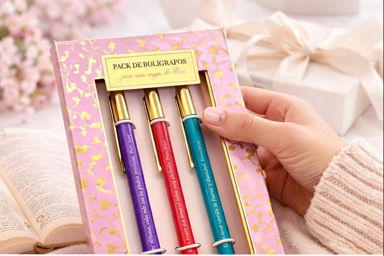 Pack 3 bolígrafos de lujo. Mujer de Dios