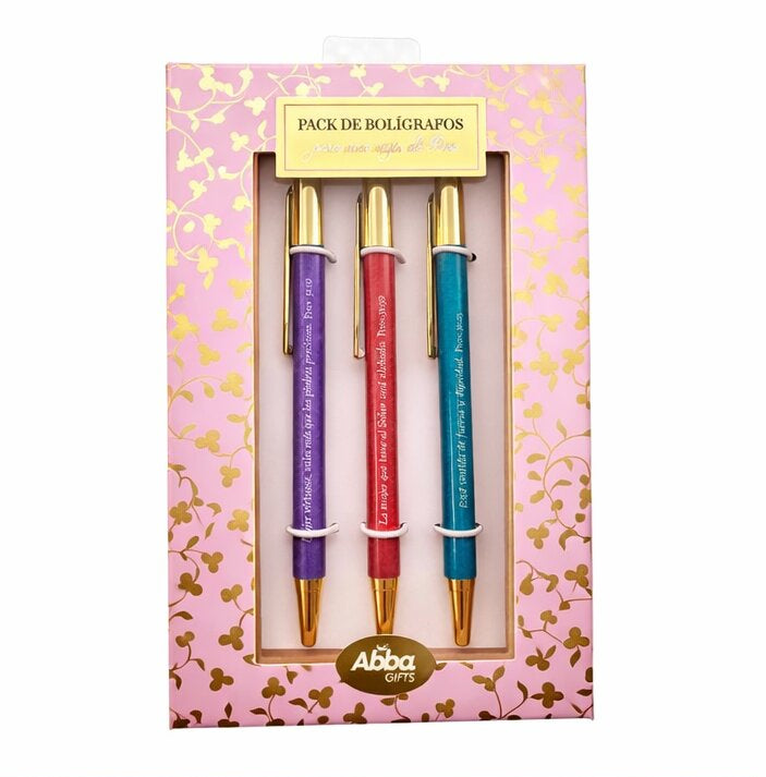 Pack 3 bolígrafos de lujo. Mujer de Dios