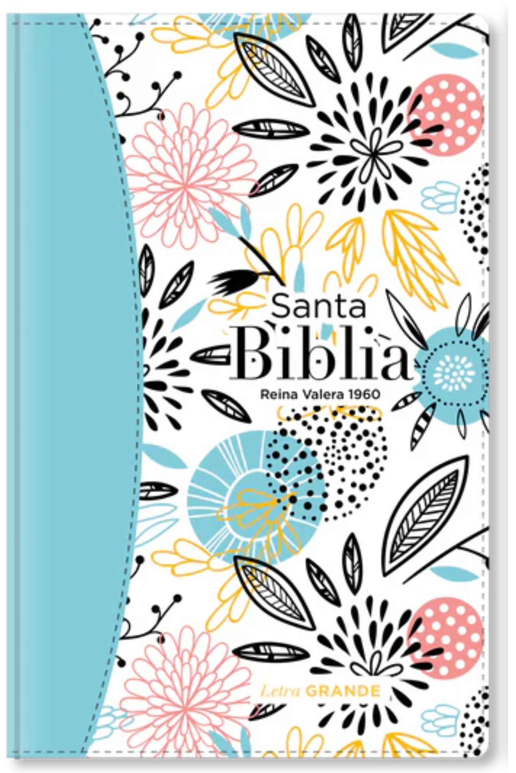 Biblia Reina Valera 1960 Letra Grande Flexcover Multifloral Azul