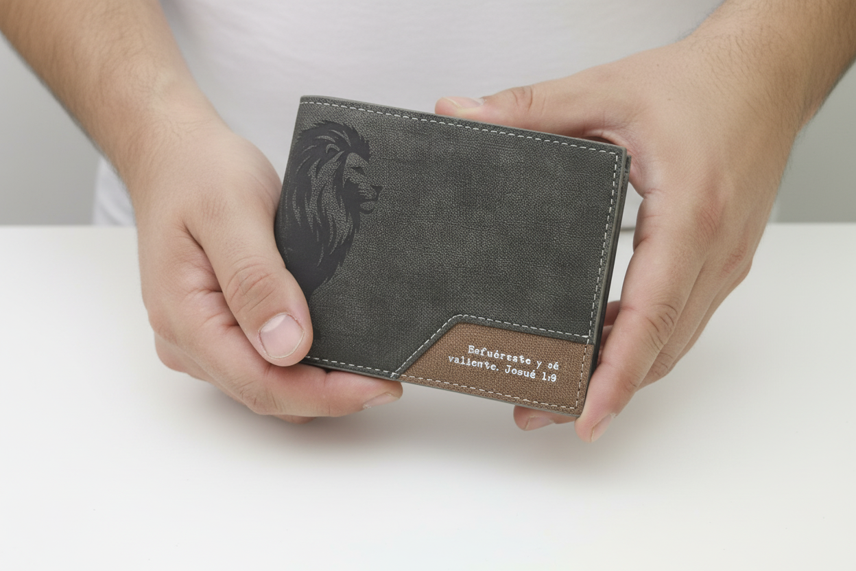 Pack billetera masculina y bolografo. Esfuerzate y se valiente