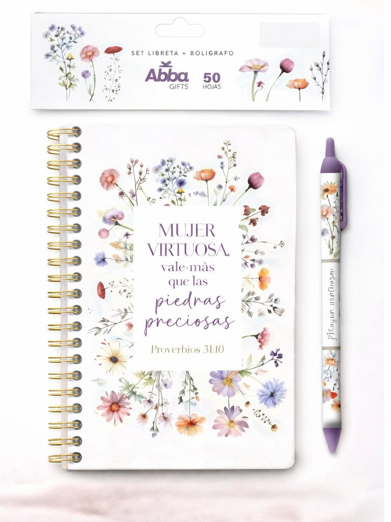 Pack libreta anillas con bolígrafo. Mujer virtuosa