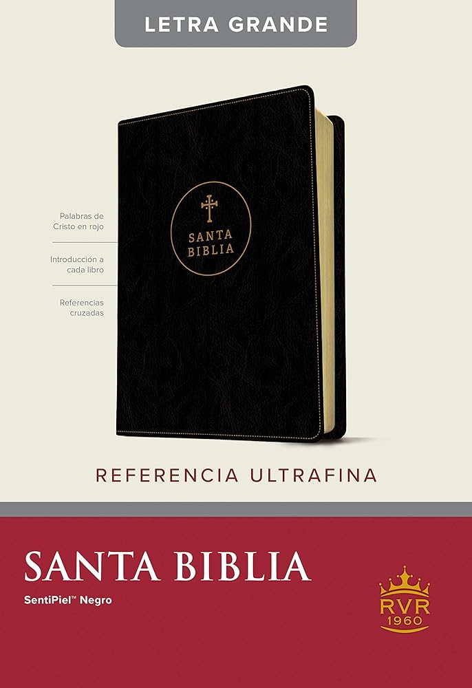 Santa Biblia RVR60, Edición de referencia ultrafina, letra grande (SentiPiel, Negro, Letra Roja) (Spanish Edition) cover image