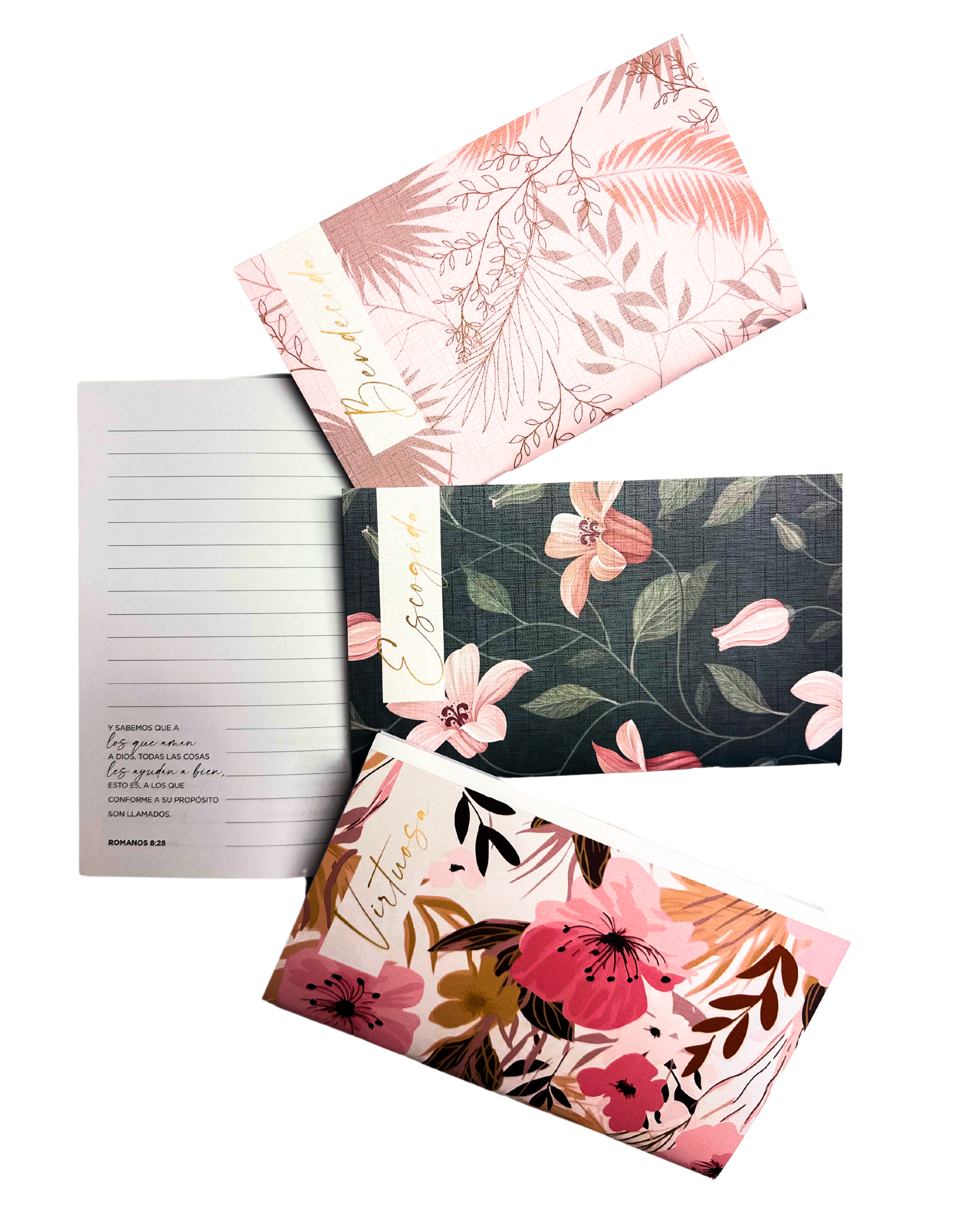 Libretas Escogida, Bendecida, Virtuosa (Paquete de 3) | Floral Pink