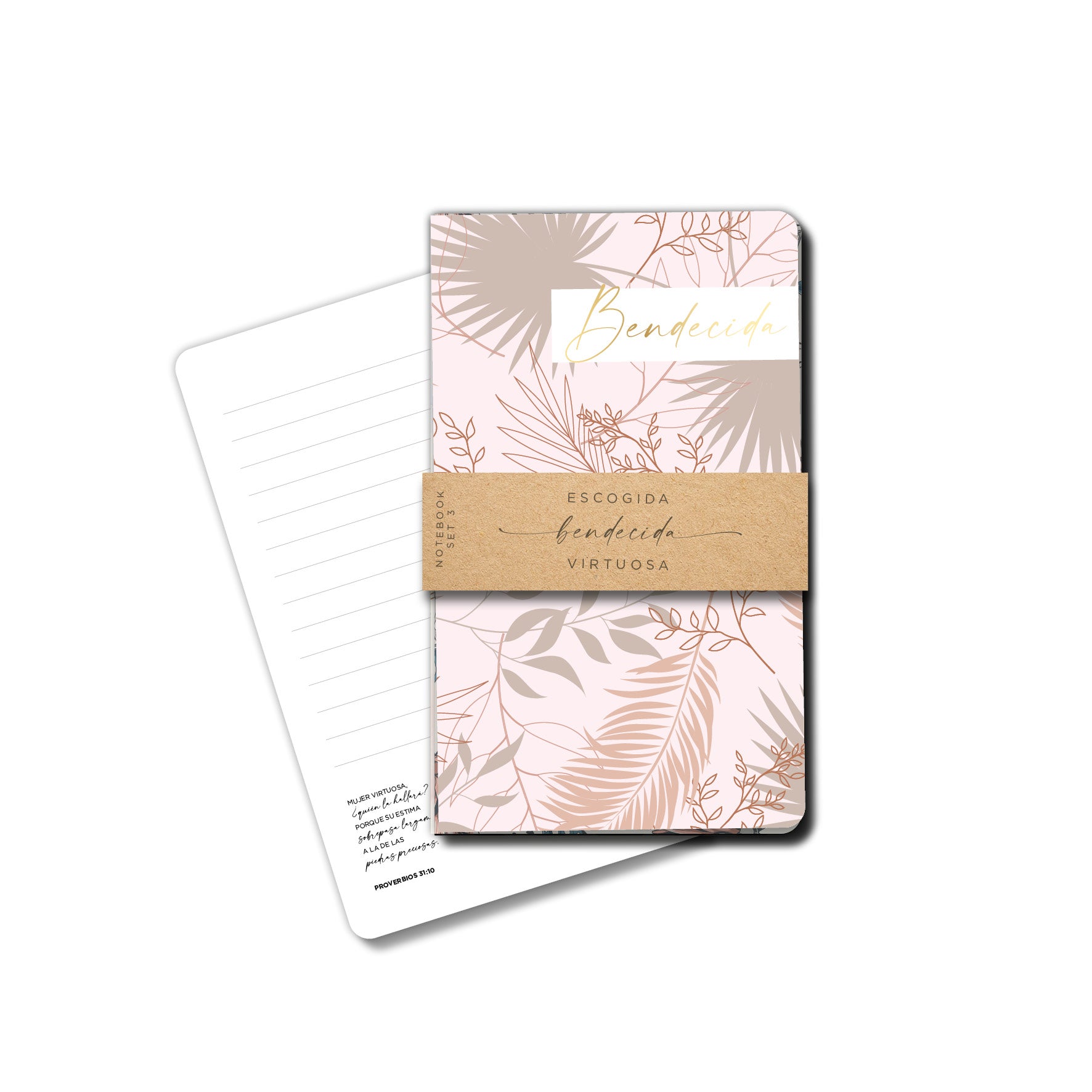 Libretas Escogida, Bendecida, Virtuosa (Paquete de 3) | Floral Pink