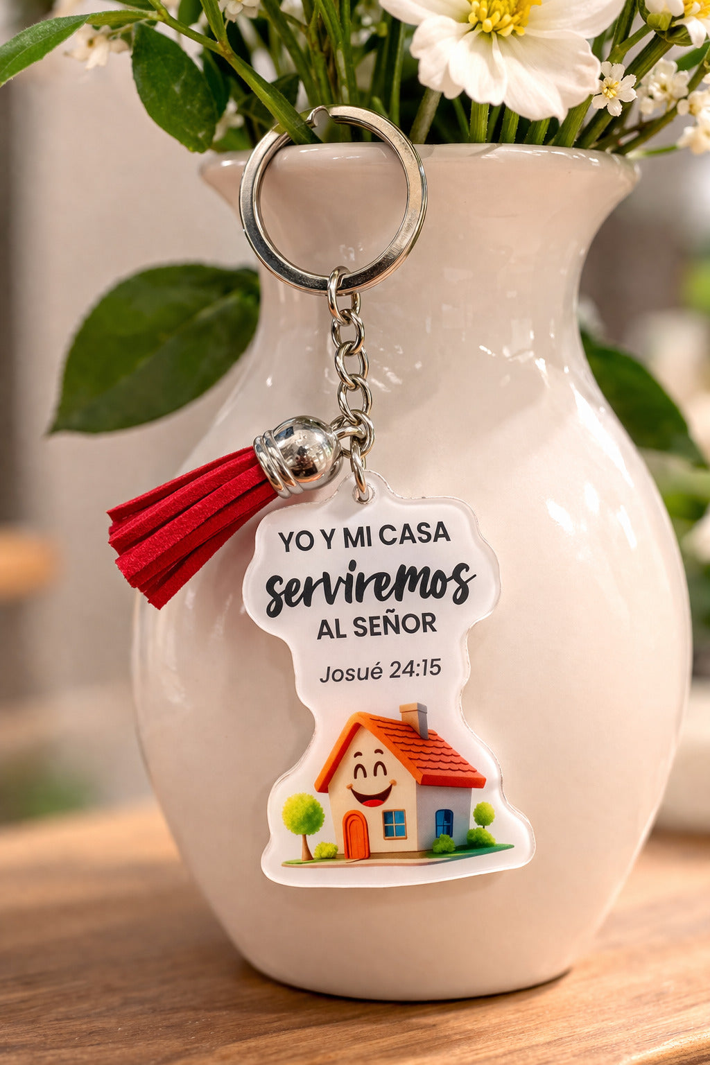 Llavero acrílico con Tassel. Yo y mi casa