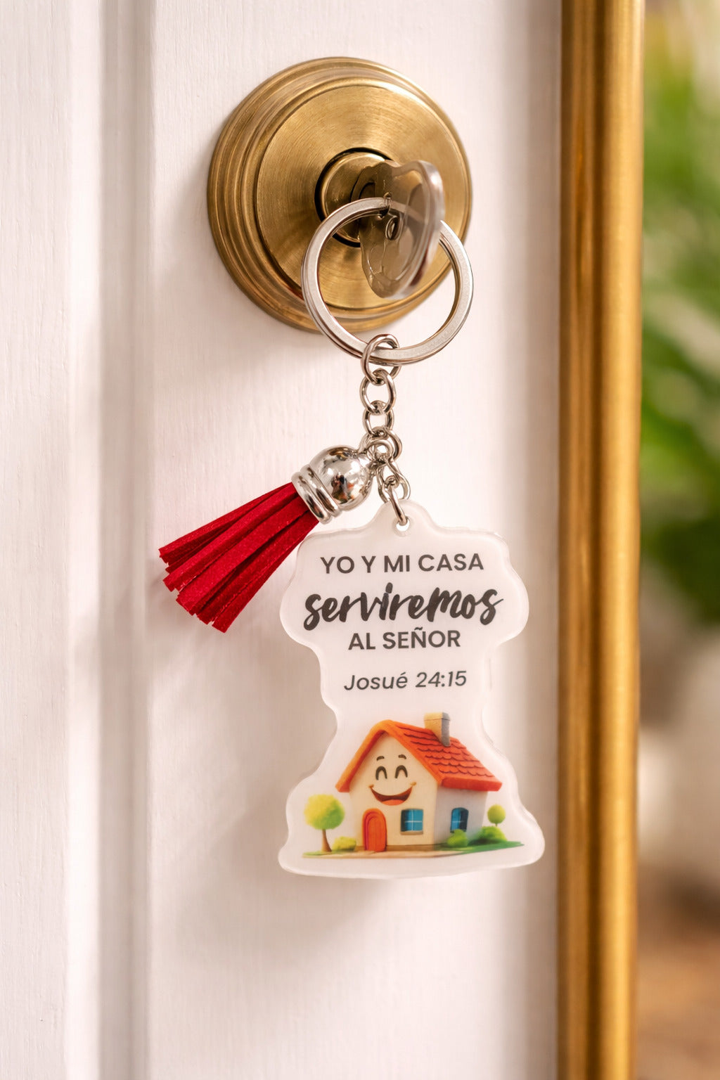 Llavero acrílico con Tassel. Yo y mi casa