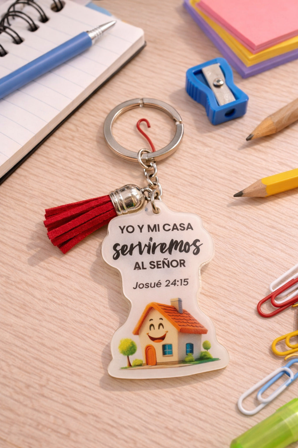 Llavero acrílico con Tassel. Yo y mi casa
