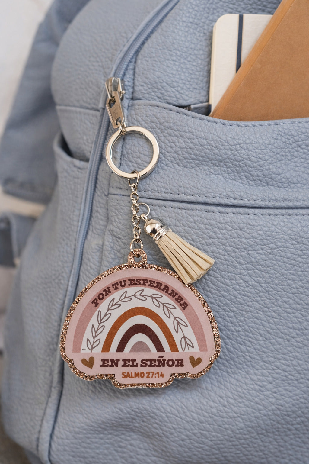 Llavero caucho con glitter. Pon tu esperanza en el Señor