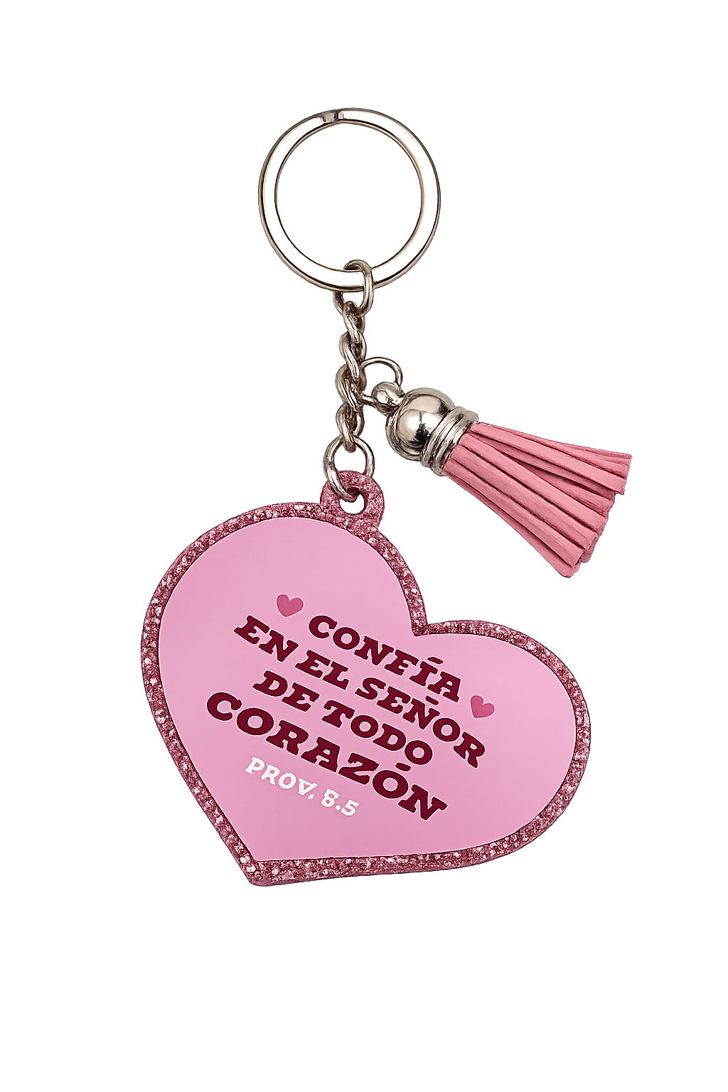 Llavero caucho con glitter. Confía en el Señor