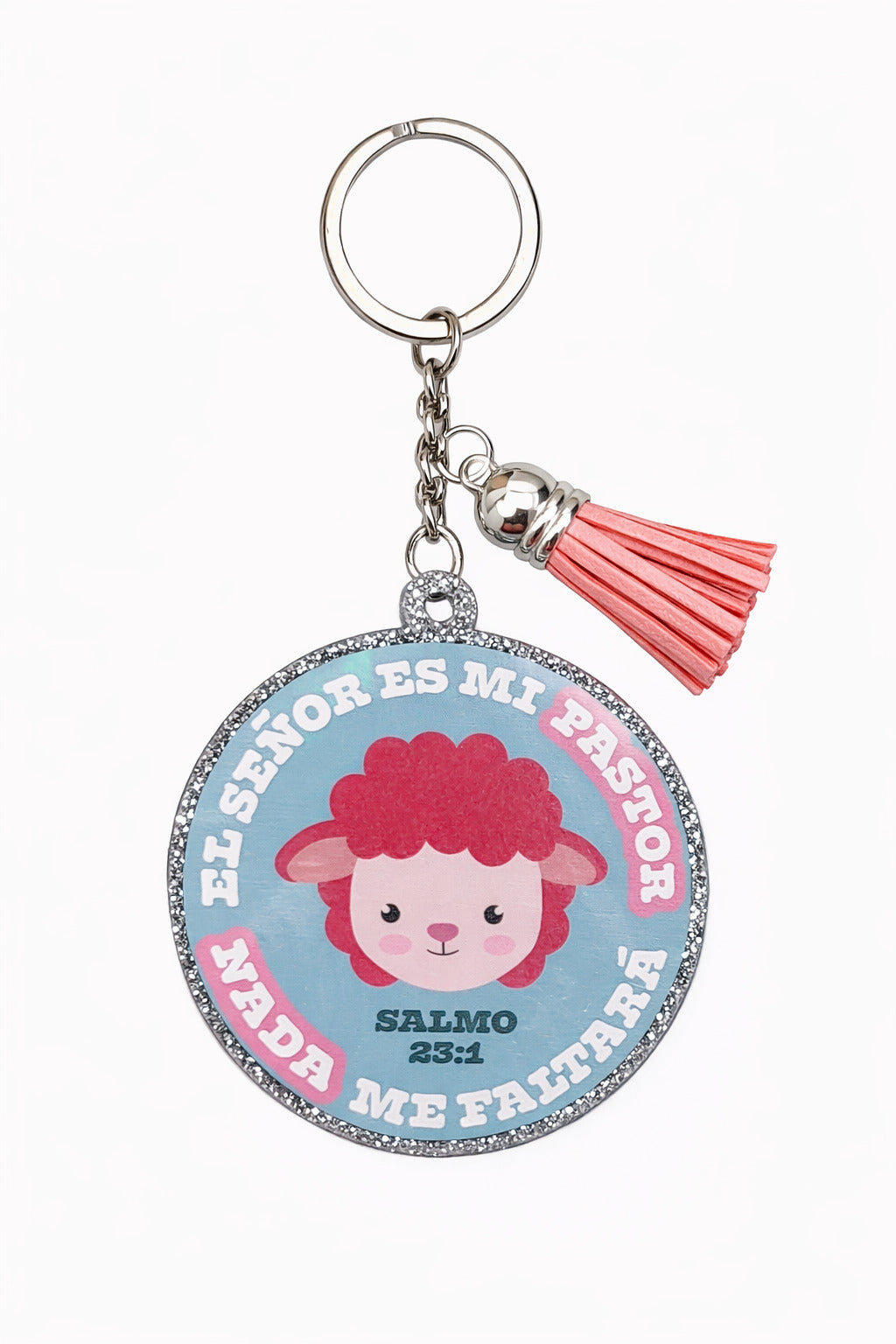 Llavero caucho con glitter. El Señor es mi pastor