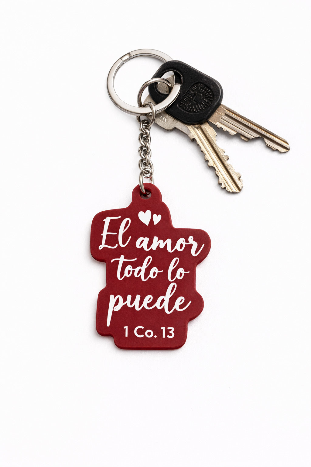 Llavero caucho. El amor todo lo puede