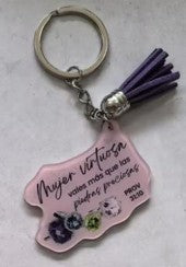 Llavero acrílico con Tassel. Mujer virtuosa diamantes