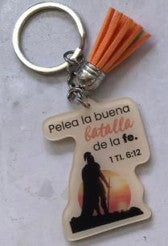 Llavero acrílico con Tassel. Pelea la buena batalla