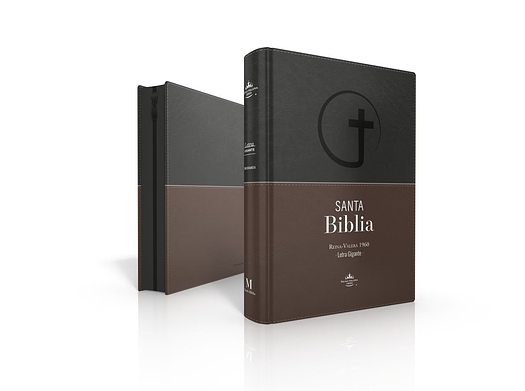 Biblia RVR60 con índice y zipper - Marrón y Negra | Tamaño Gigante