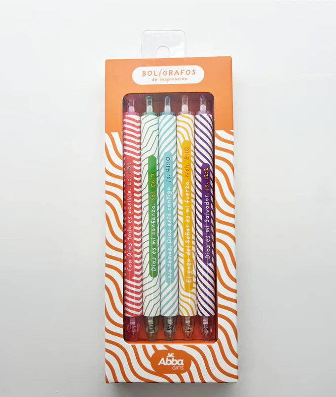 Pack 5 bolígrafos en caja. Inspiración