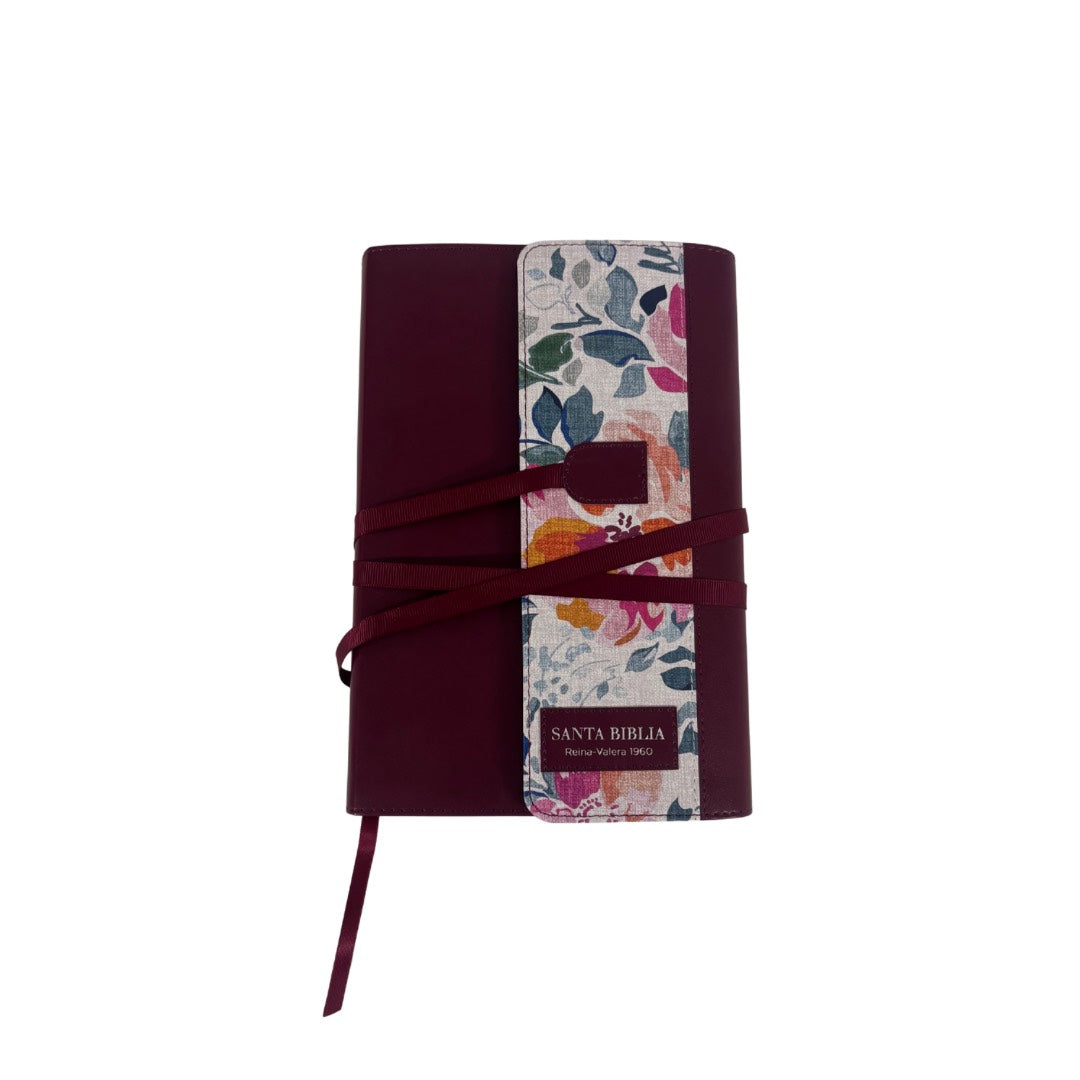 Biblia RVR60 con Índice  - Letra Grande 12 | Vintage floral/rosa