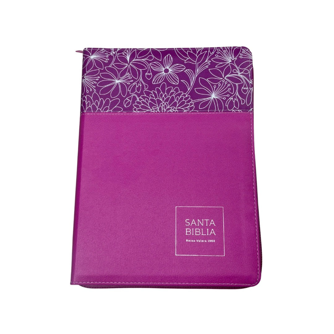 Biblia RVR60 con Índice  - Letra Grande 15 | Bifloral rosa