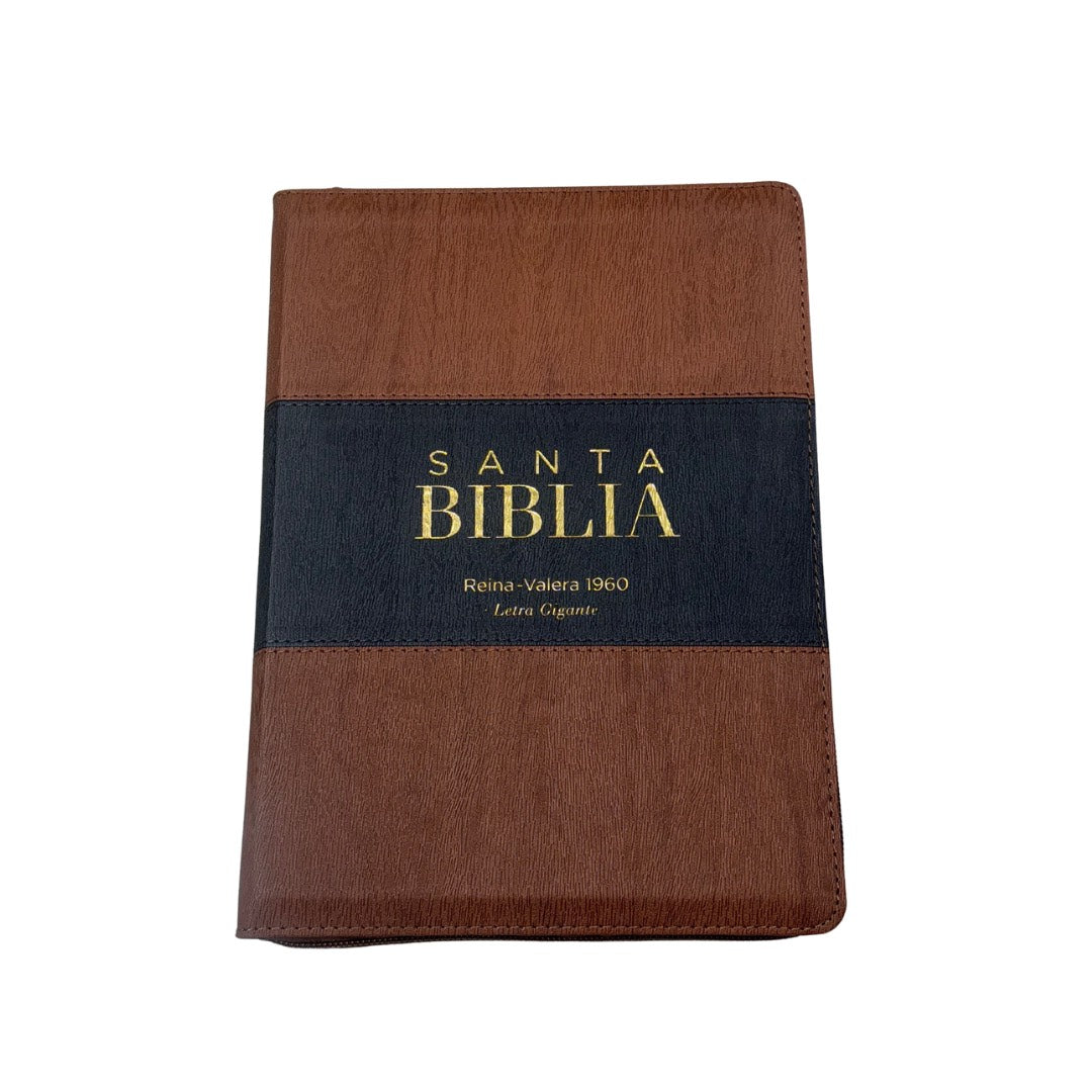 Biblia RVR60 con Índice  - Letra Grande 15 | marrón/gris