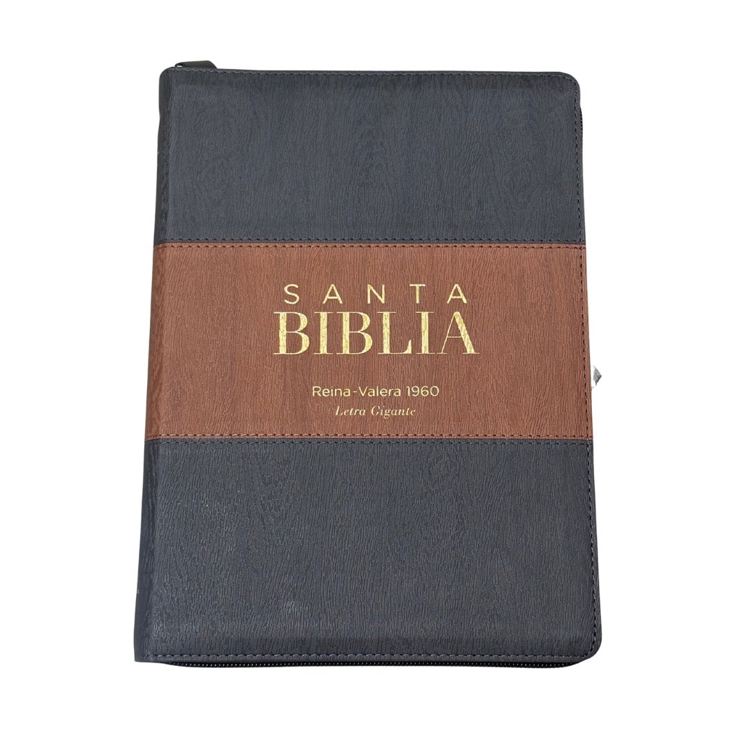 Biblia RVR60 con Índice  - Letra Grande 15 | gris/café oscuro