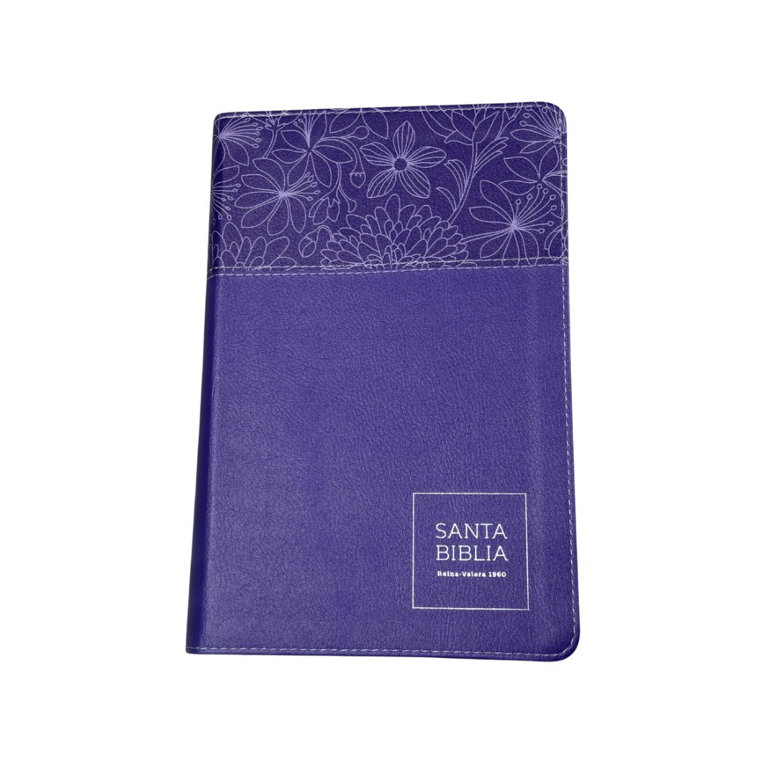 Biblia RVR60 con Índice  - Letra Grande 12 | Bifloral lila