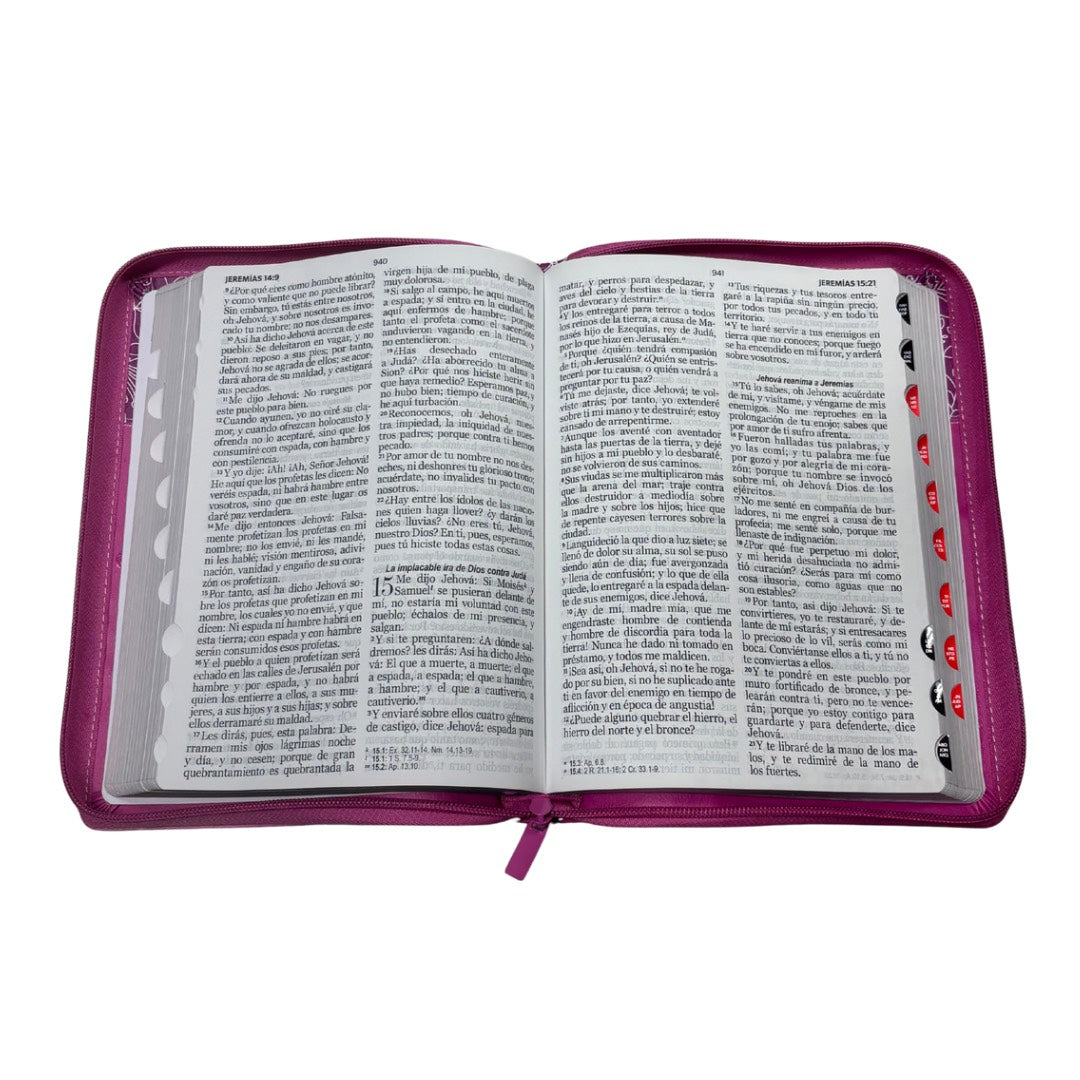 Biblia RVR60 con Índice  - Letra Grande 15 | Bifloral rosa