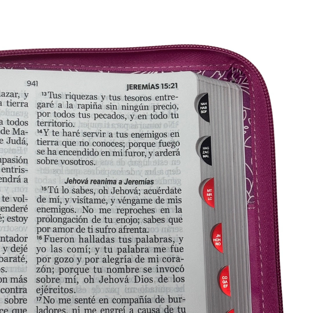 Biblia RVR60 con Índice  - Letra Grande 15 | Bifloral rosa