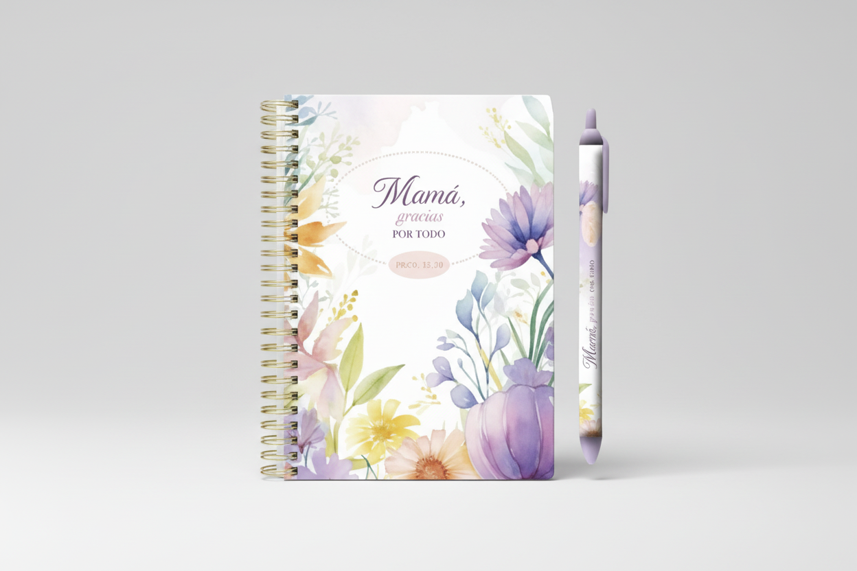 Pack libreta anillas con bolígrafo. Mamá 2