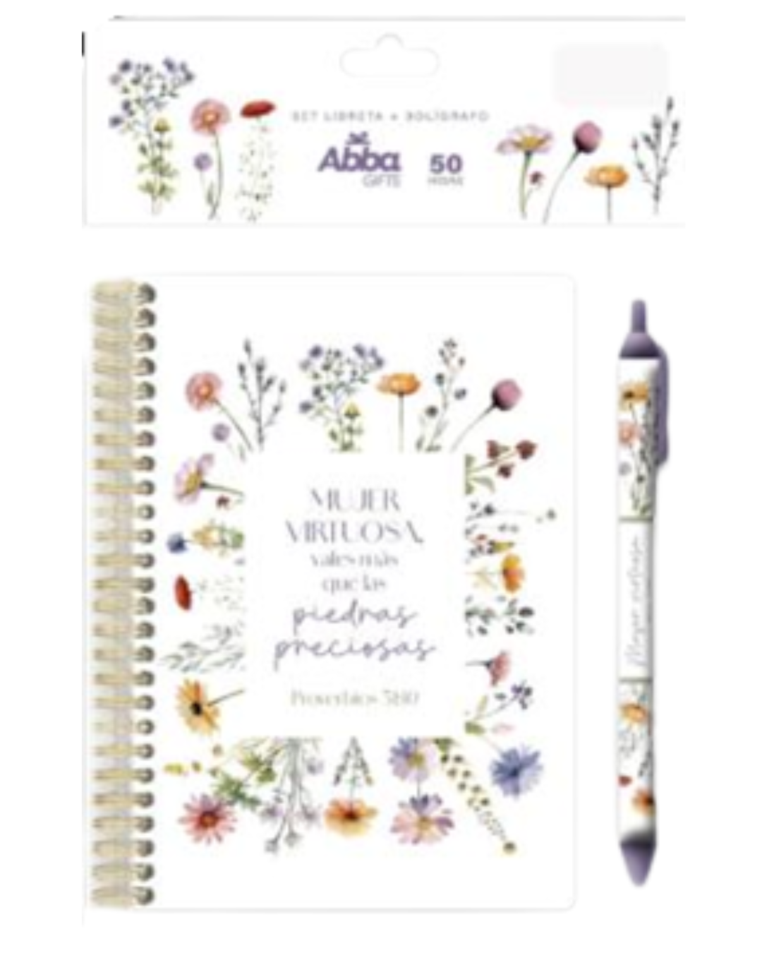 Pack libreta anillas con bolígrafo. Mujer virtuosa