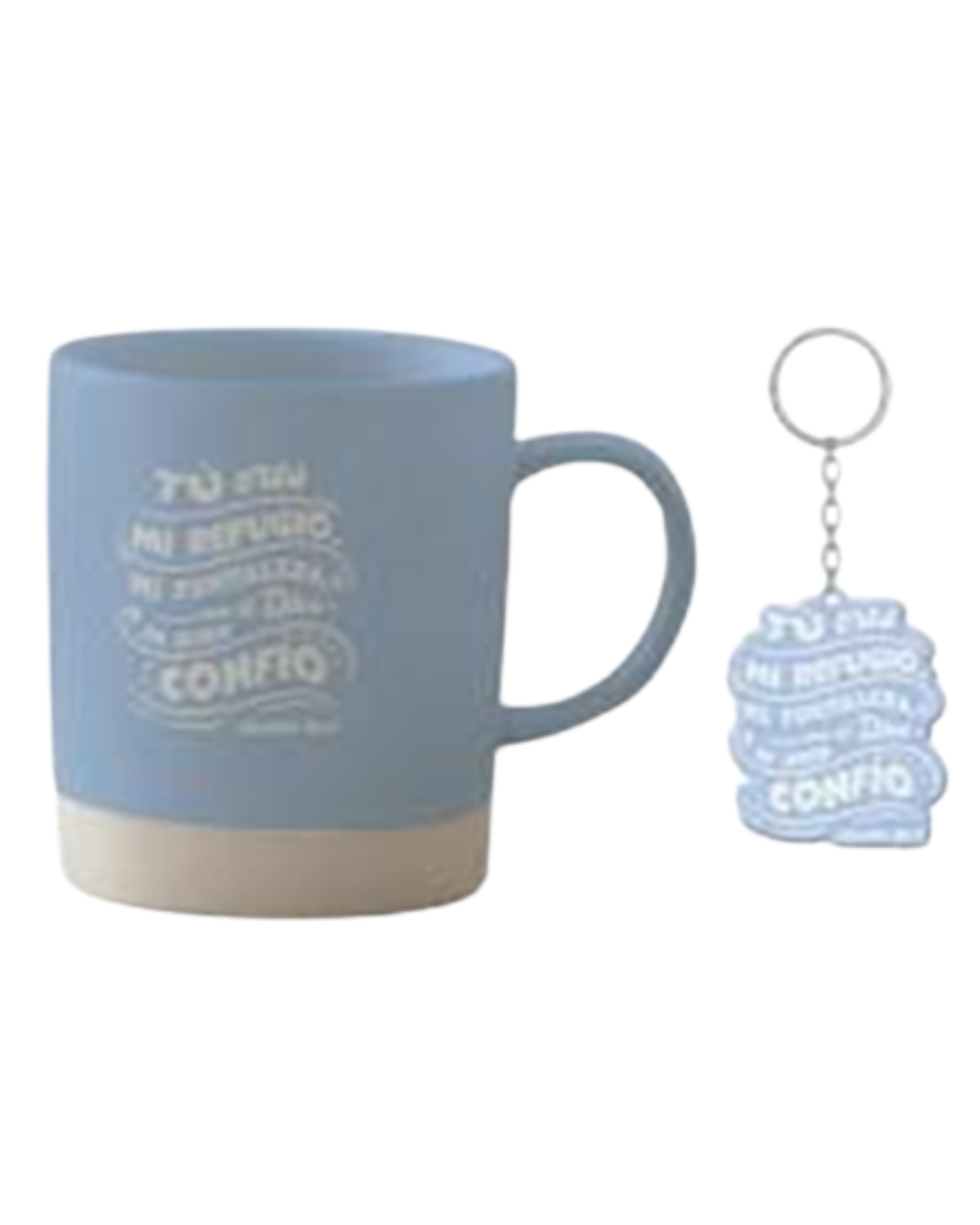 Pack Taza 14 Oz + llavero de caucho. Tu eres mi refugio