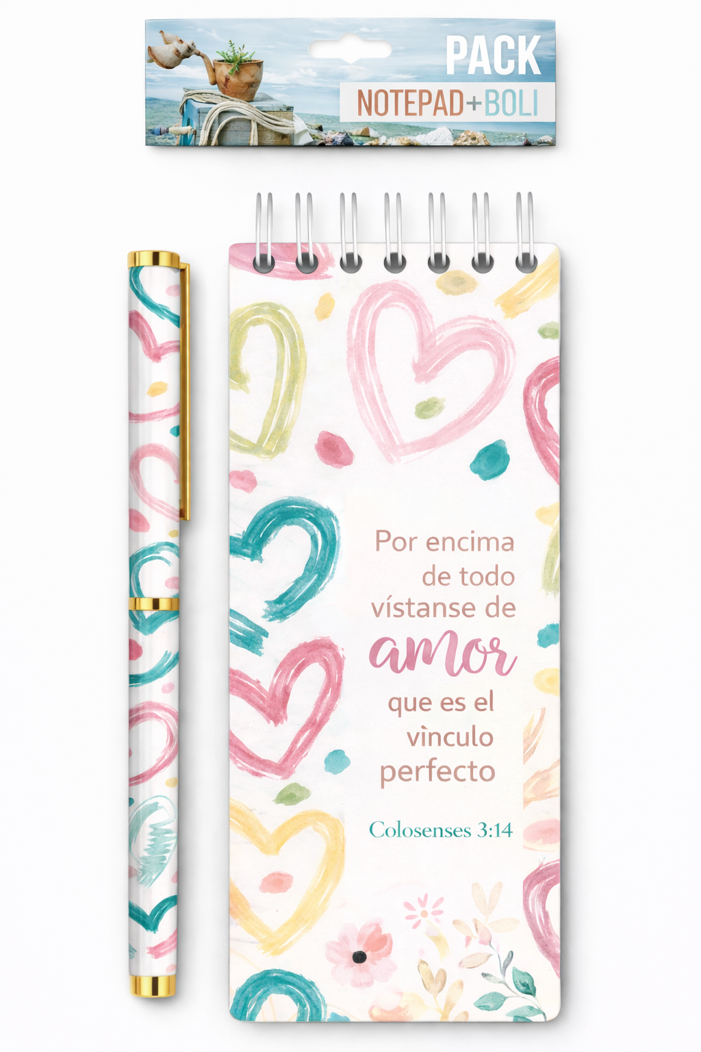 Set de Libreta y Bolígrafo | Por Encima de Todo Vístanse de Amor