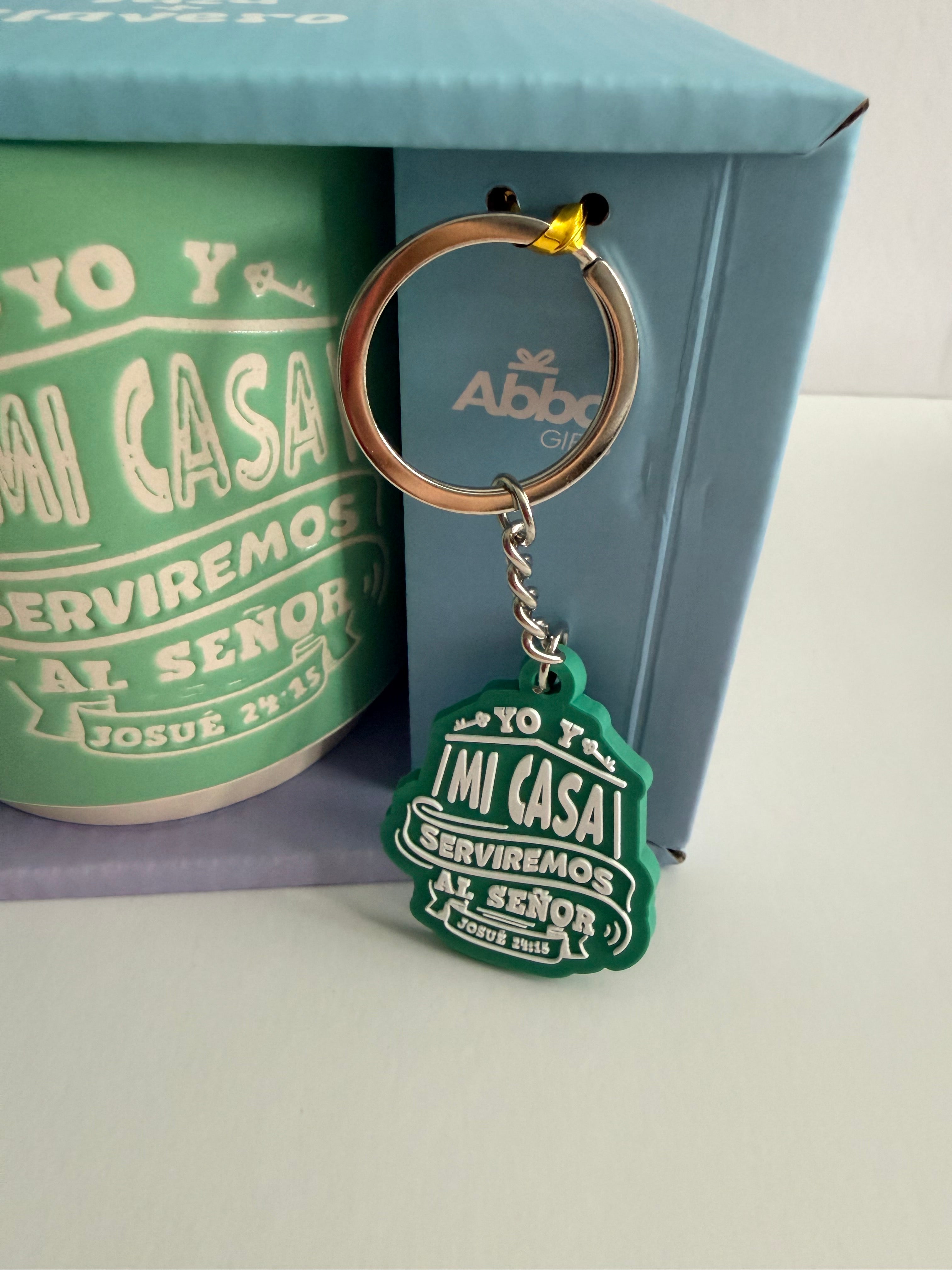 Pack Taza 14 Oz + llavero de caucho. Yo y mi casa