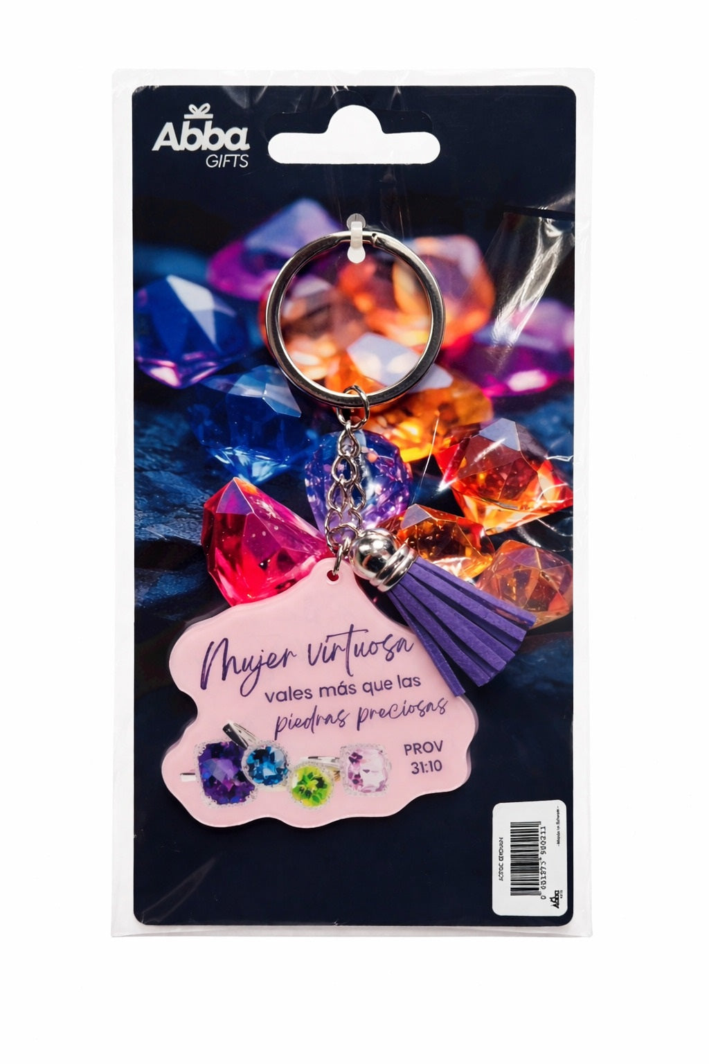 Llavero acrílico con Tassel. Mujer virtuosa diamantes