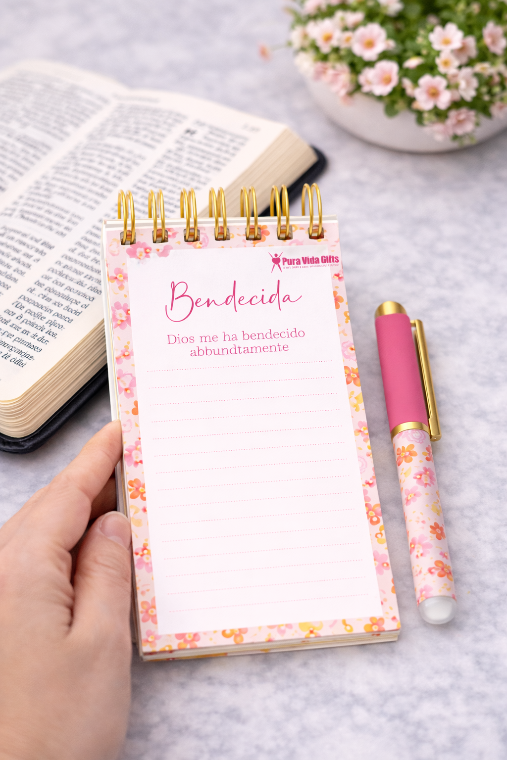 Notepad y Boligrafo- Bendecida